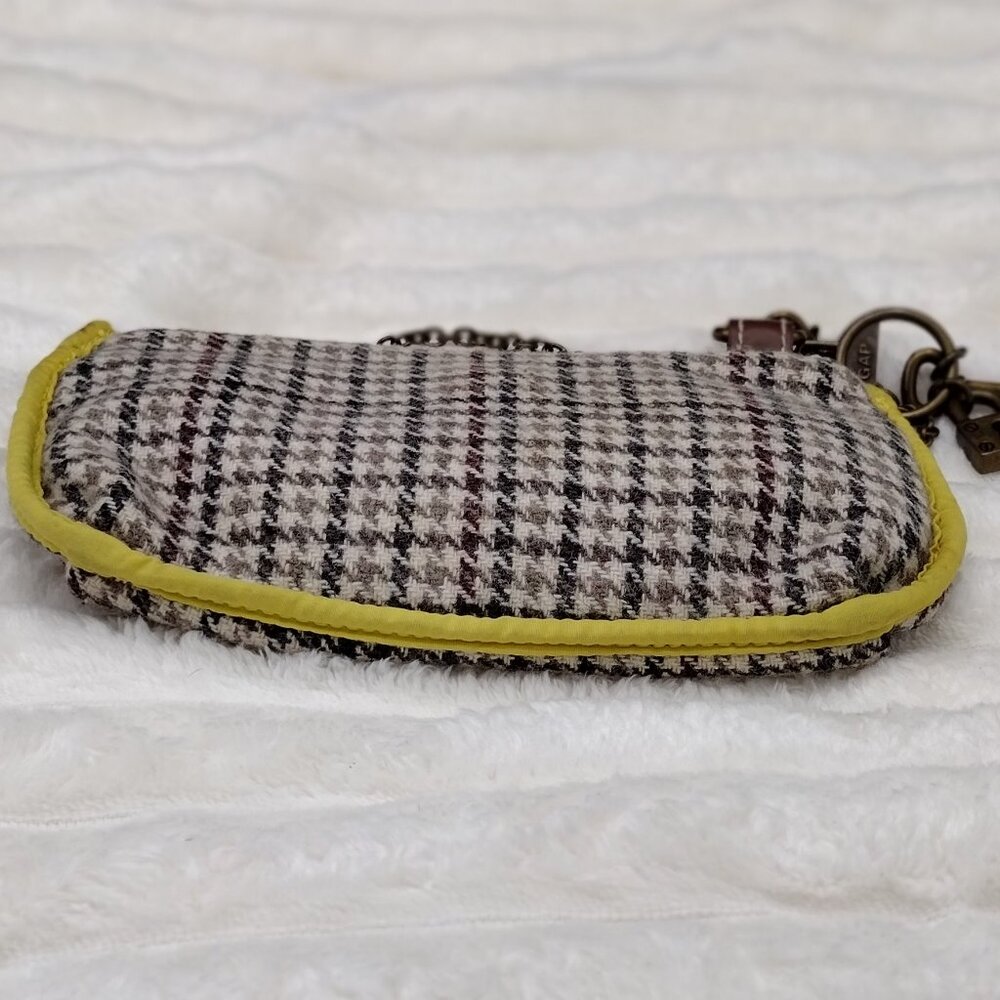GAP Y2K Tweed Mini Shoulder Bag | Retro Houndstooth Yellow Trim Purse - Picture 12 of 12
